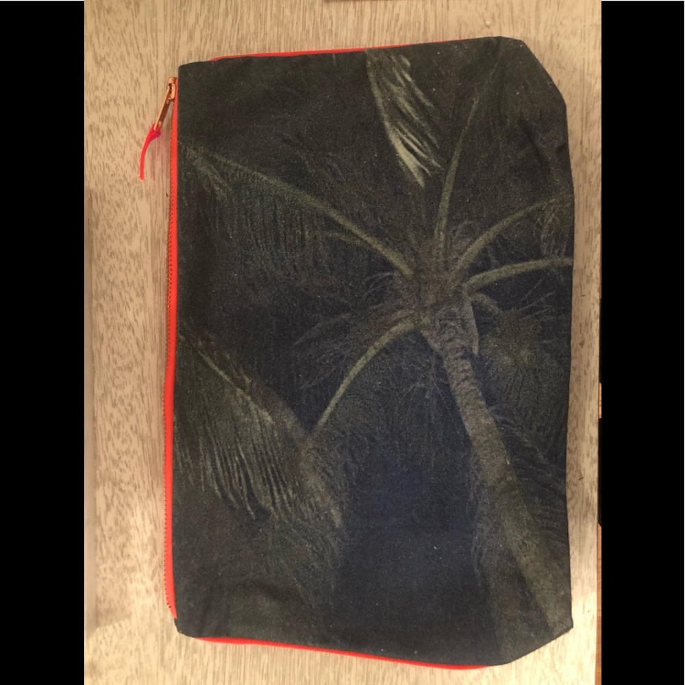 Dezso blue palm tree clutch / pouch